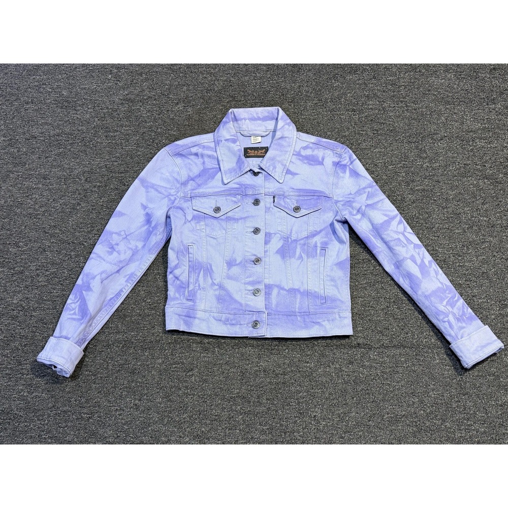 Levi's Denim Jean Jacket Womens Small Lavender Tie Dye Trucker Cropped Style